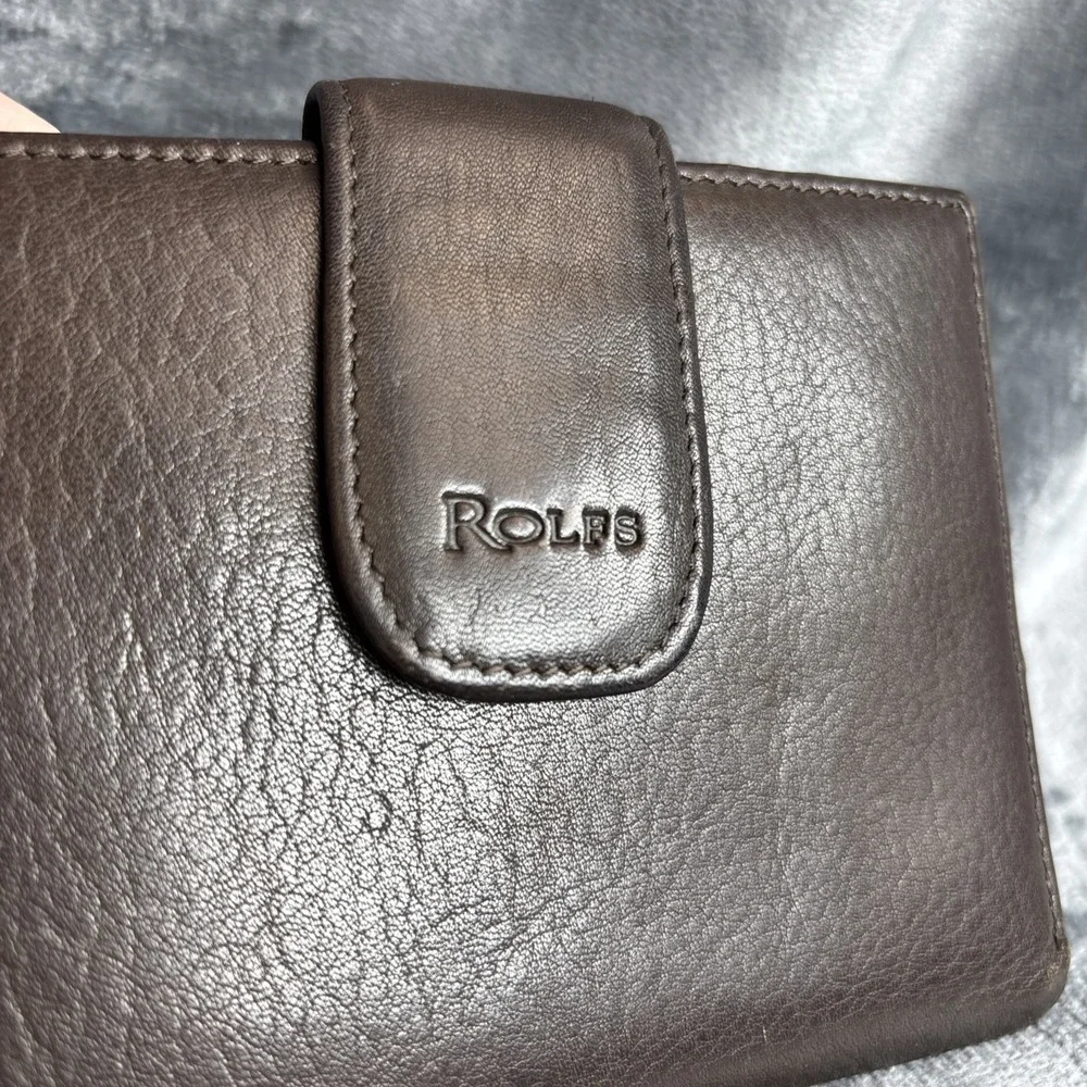Vintage Men Rolfs Cowhide Leather Bifold Wallet Brown Coin Purse Snap 4.25x5.25